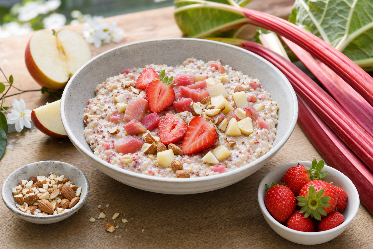 Cremiges Rhabarber-Porridge mit Quinoa Vollkornflocken