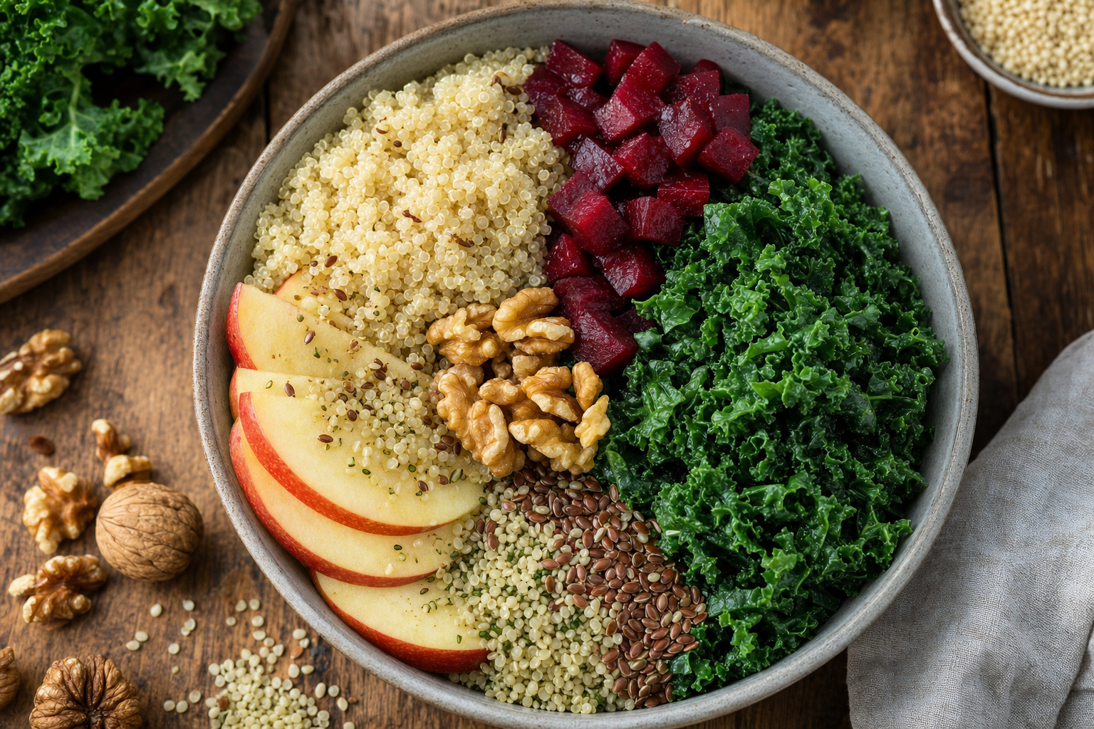 Deutsche Superfood-Bowl mit Grünkohl, Roter Bete & Apfel