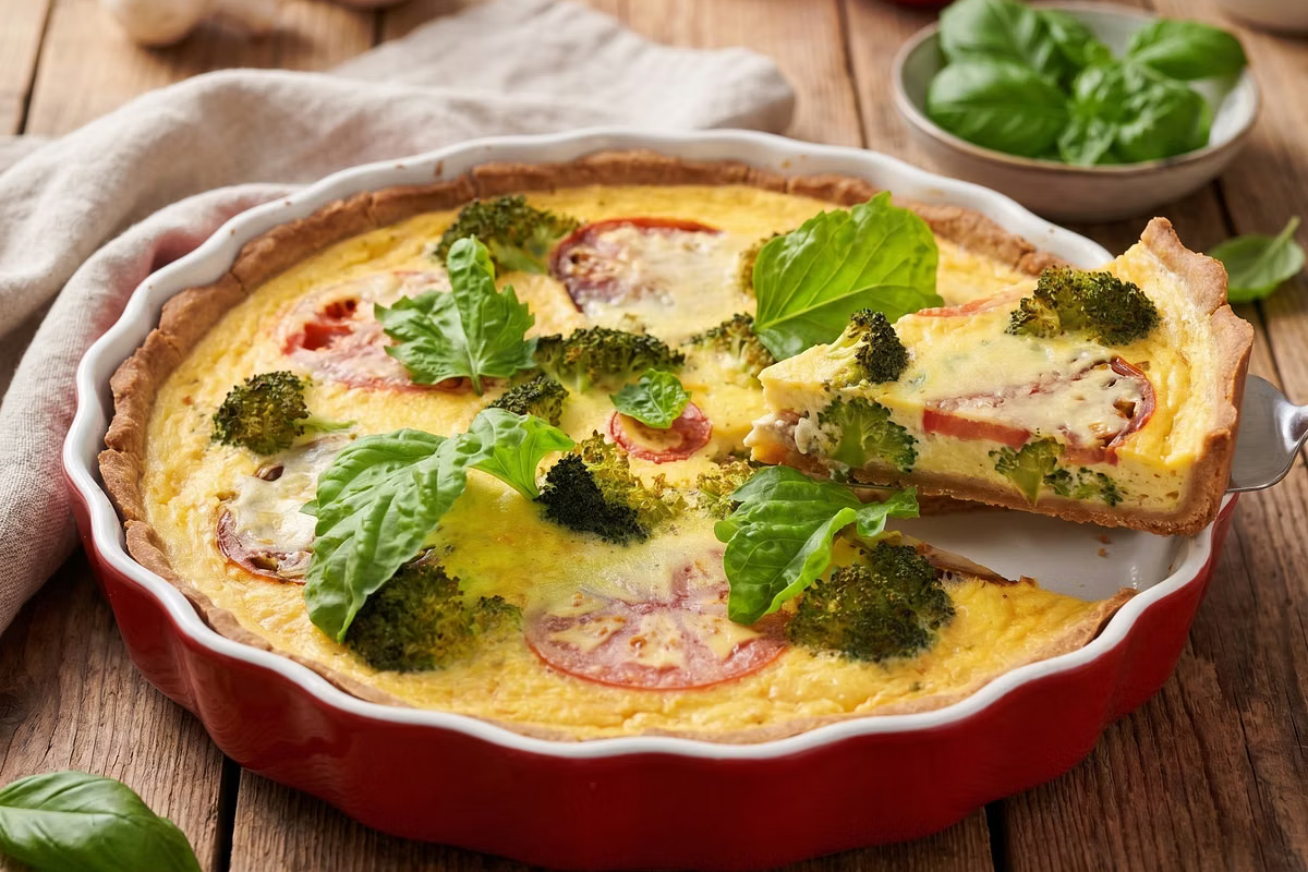 Glutenfreie Quiche mit Brokkoli & Tomaten
