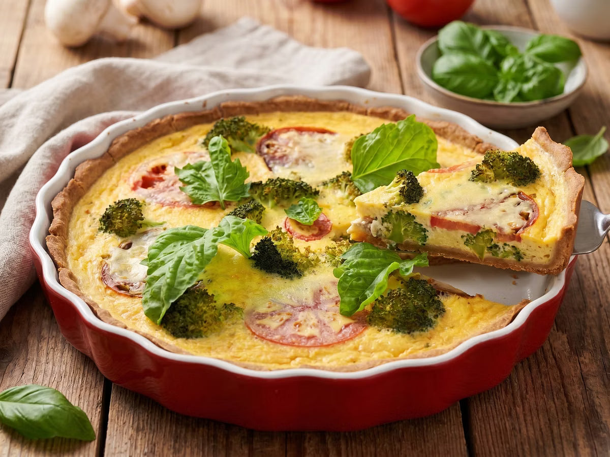 Glutenfreie Quiche mit Brokkoli & Tomaten