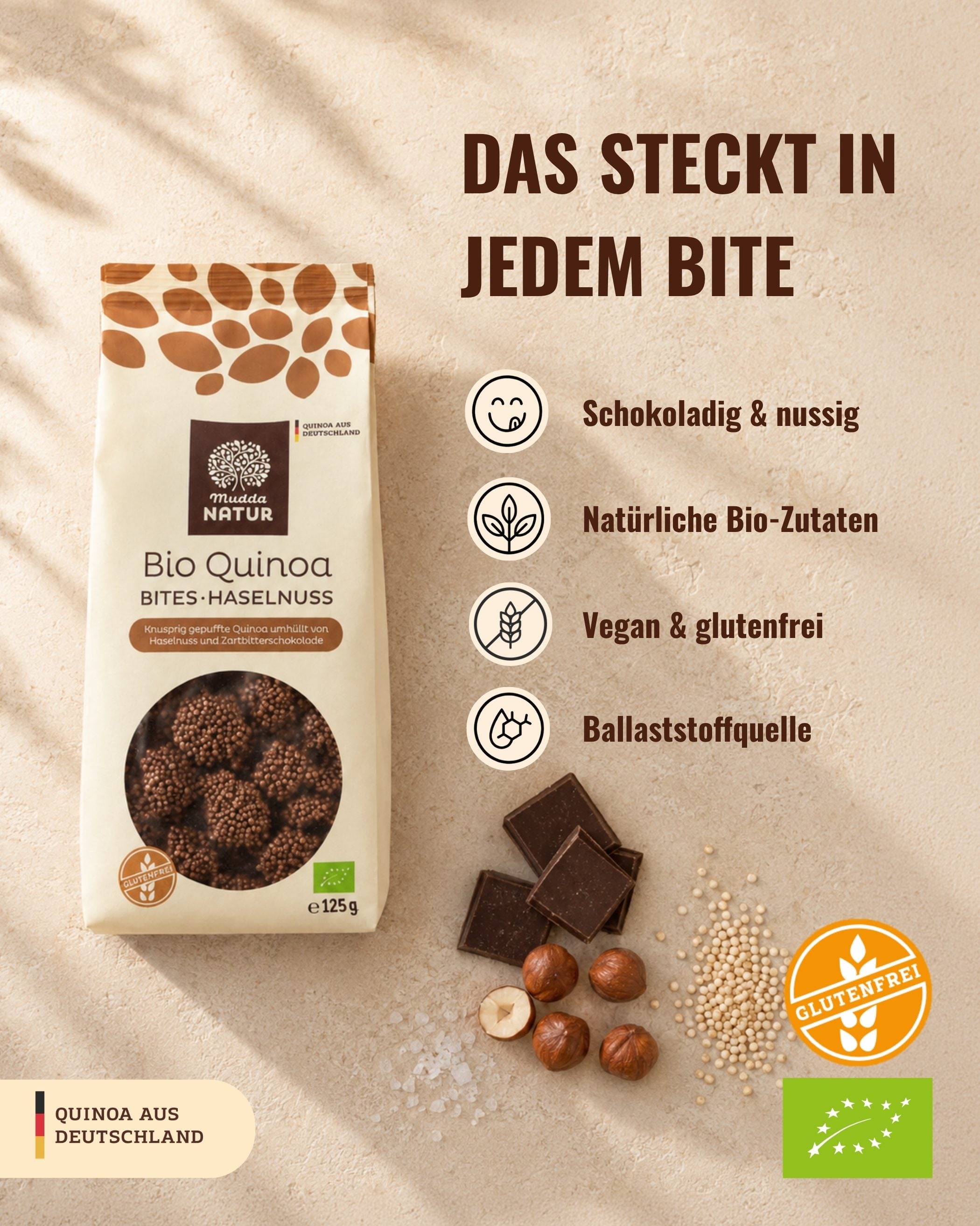 Bio Quinoa Bites mit Haselnuss