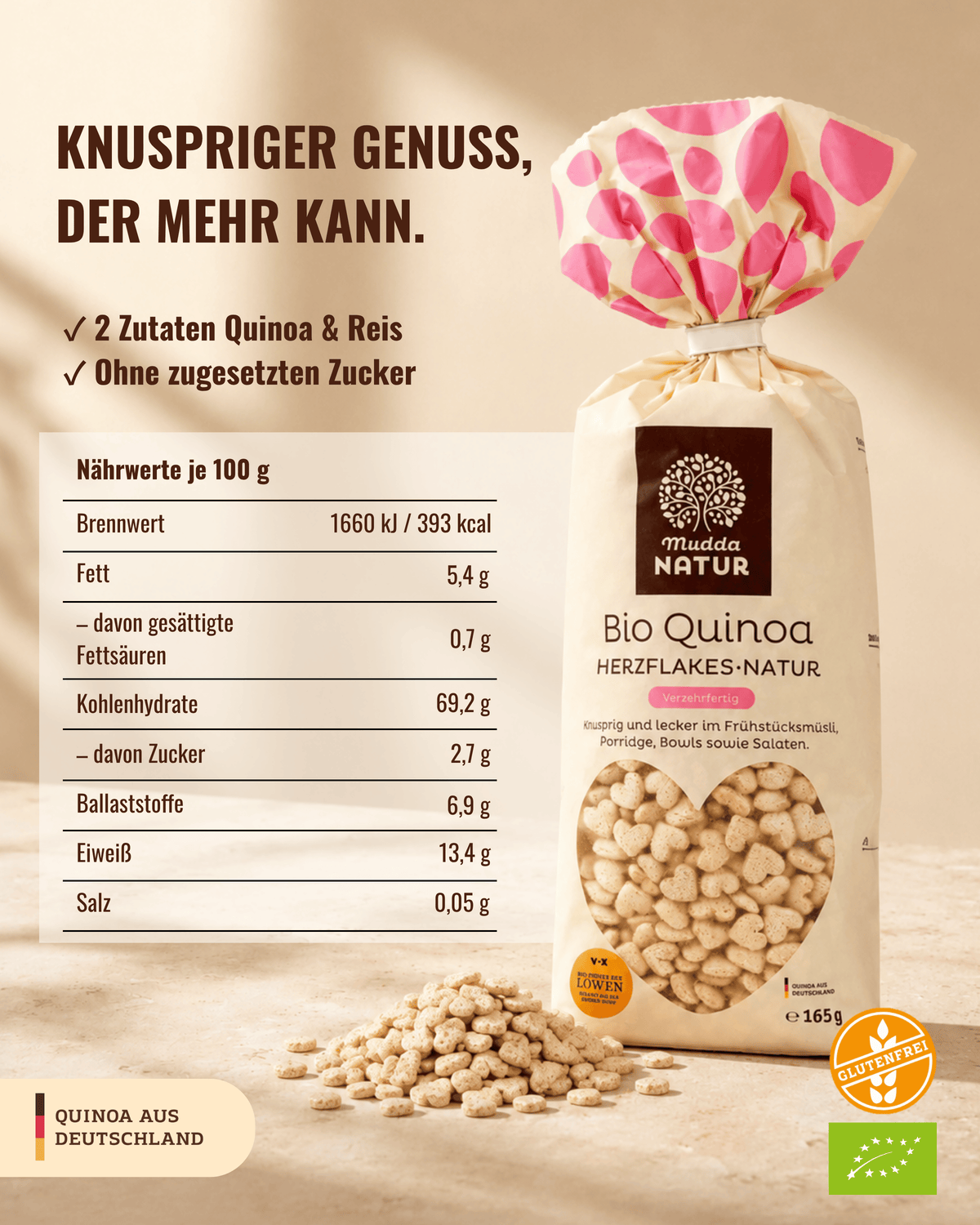 Bio Quinoa Herzflakes -Natur-