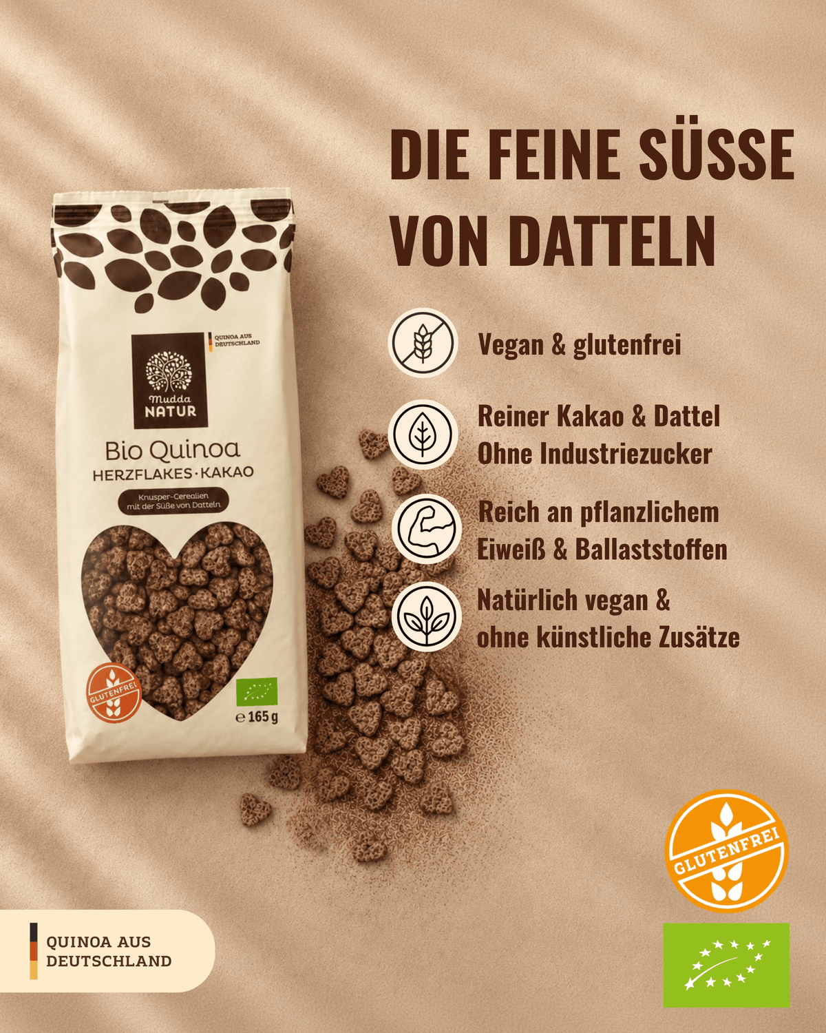 Bio Quinoa Herzflakes -Kakao-