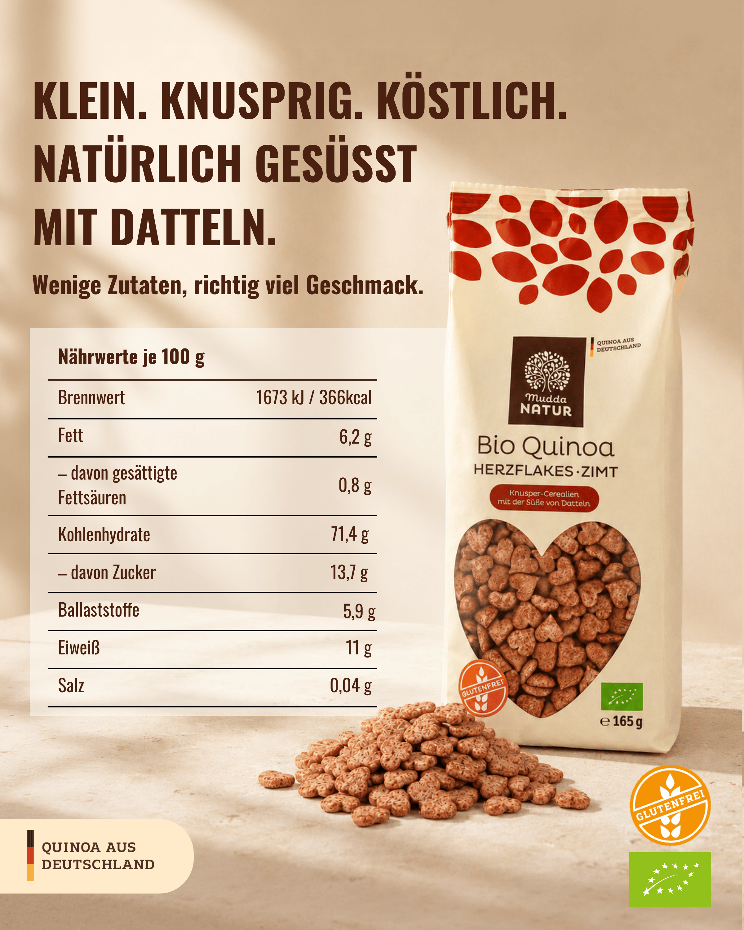 Bio Quinoa Herzflakes -Zimt-