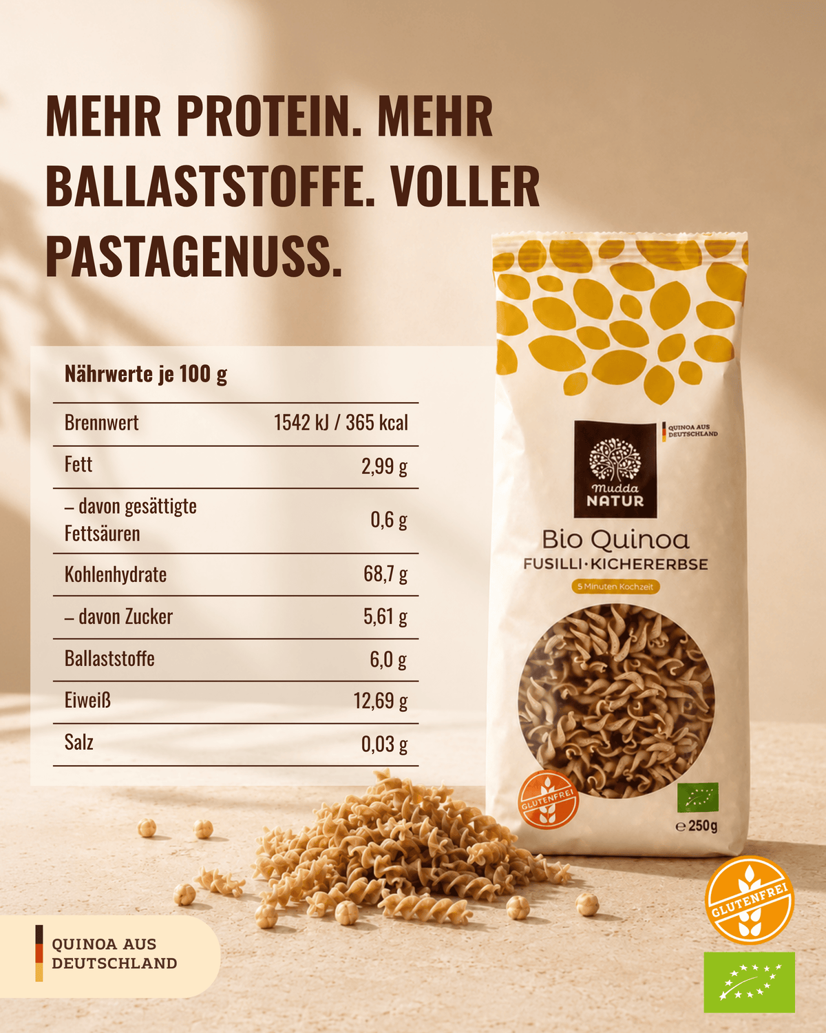 Bio Quinoa Fusilli mit Kichererbse
