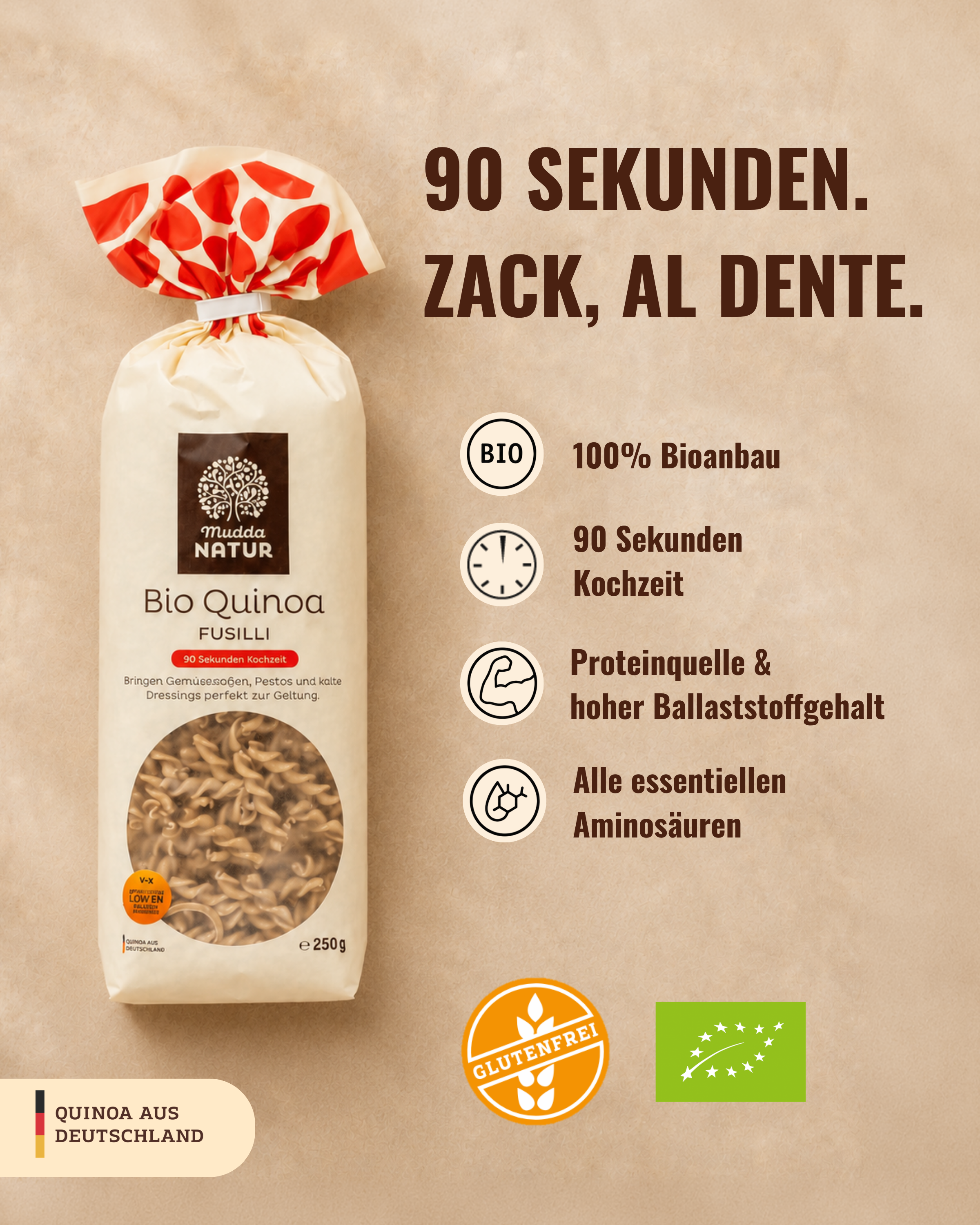 Bio Quinoa Fusilli mit Hirse
