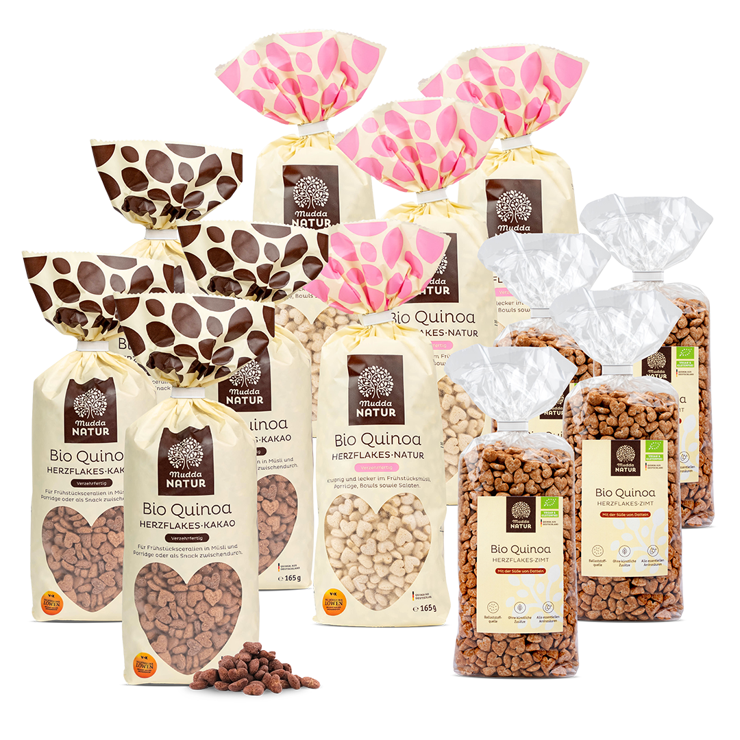 "Knusper Trilogie" Bio Quinoa Herzflakes-Set