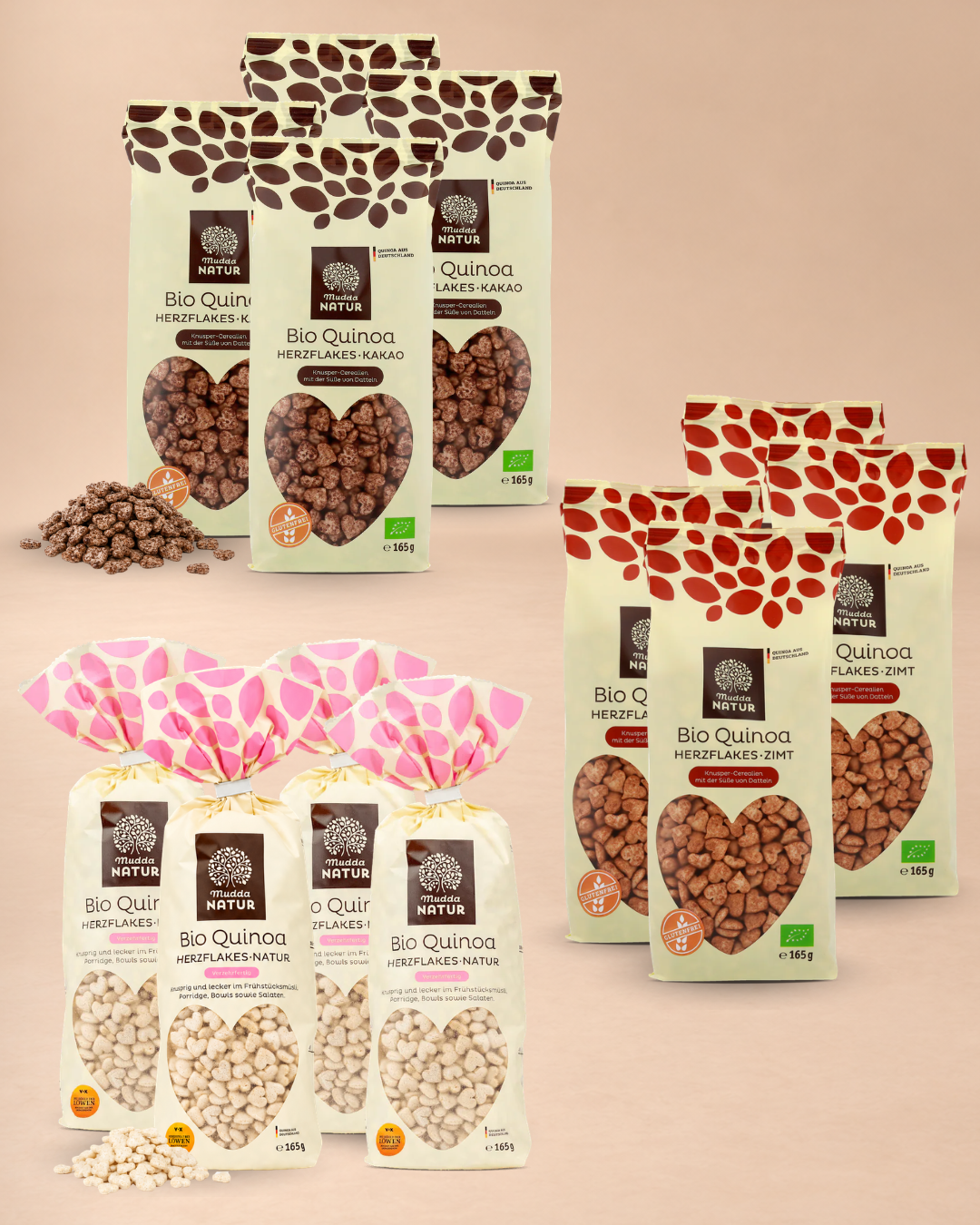 "Knusper Trilogie" Bio Quinoa Herzflakes-Set