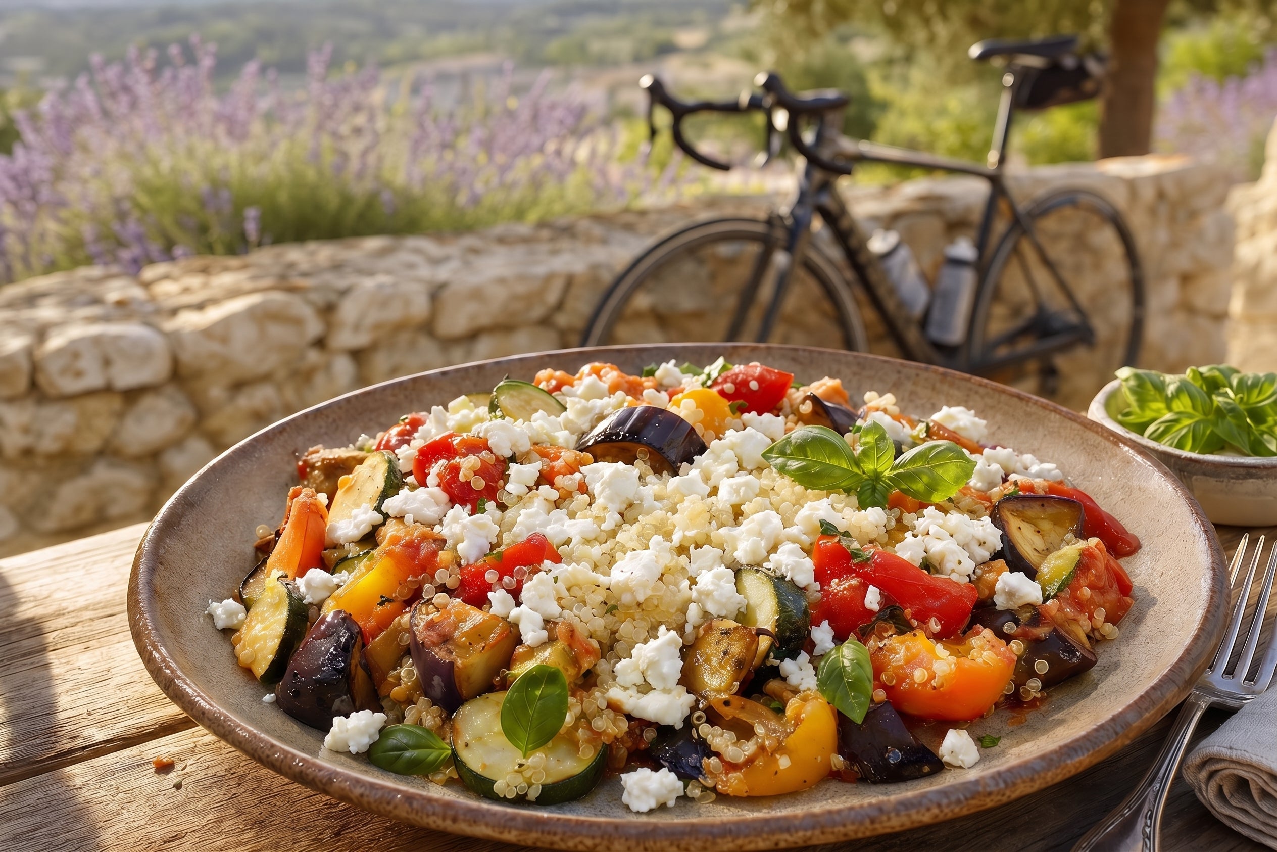 Französisches Quinoa-Ratatouille mit Ziegenkäse