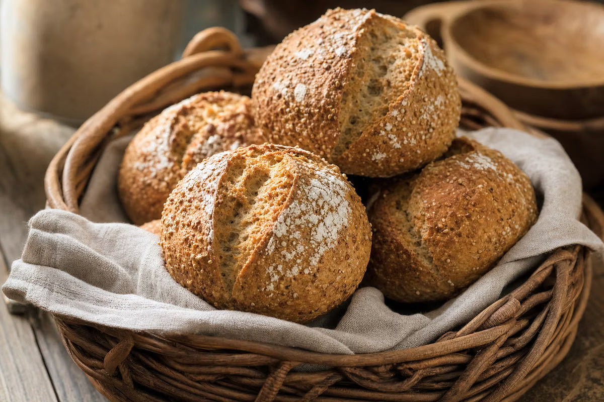 Knusprige Sauerteig-Quinoa-Brötchen