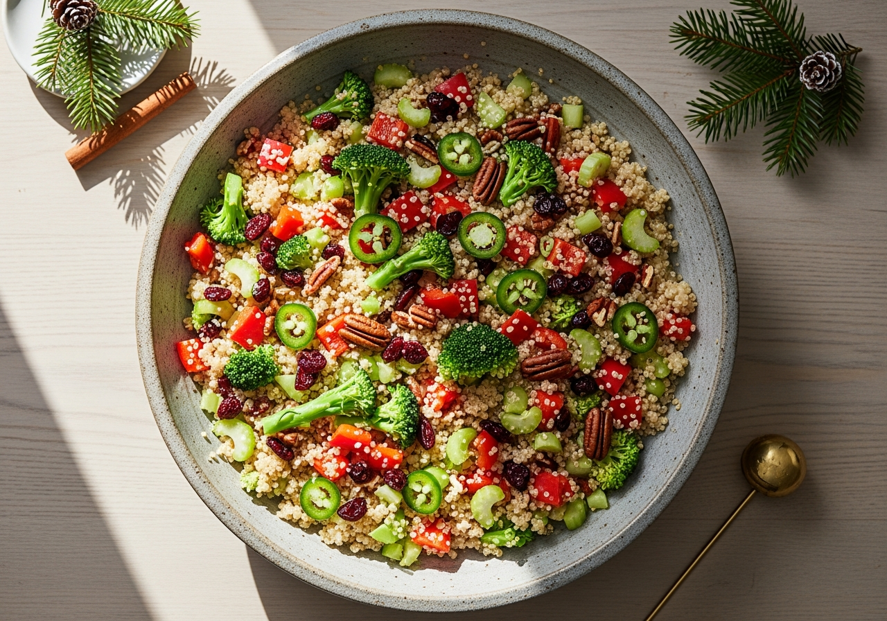 Winterlicher Quinoa-Gemüse-Salat mit Cranberries & Pecans