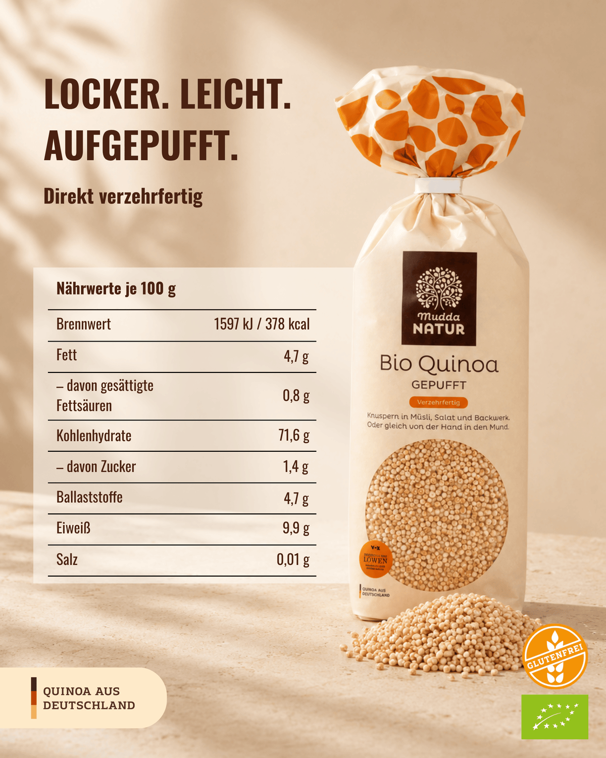 Bio Quinoa -gepufft-