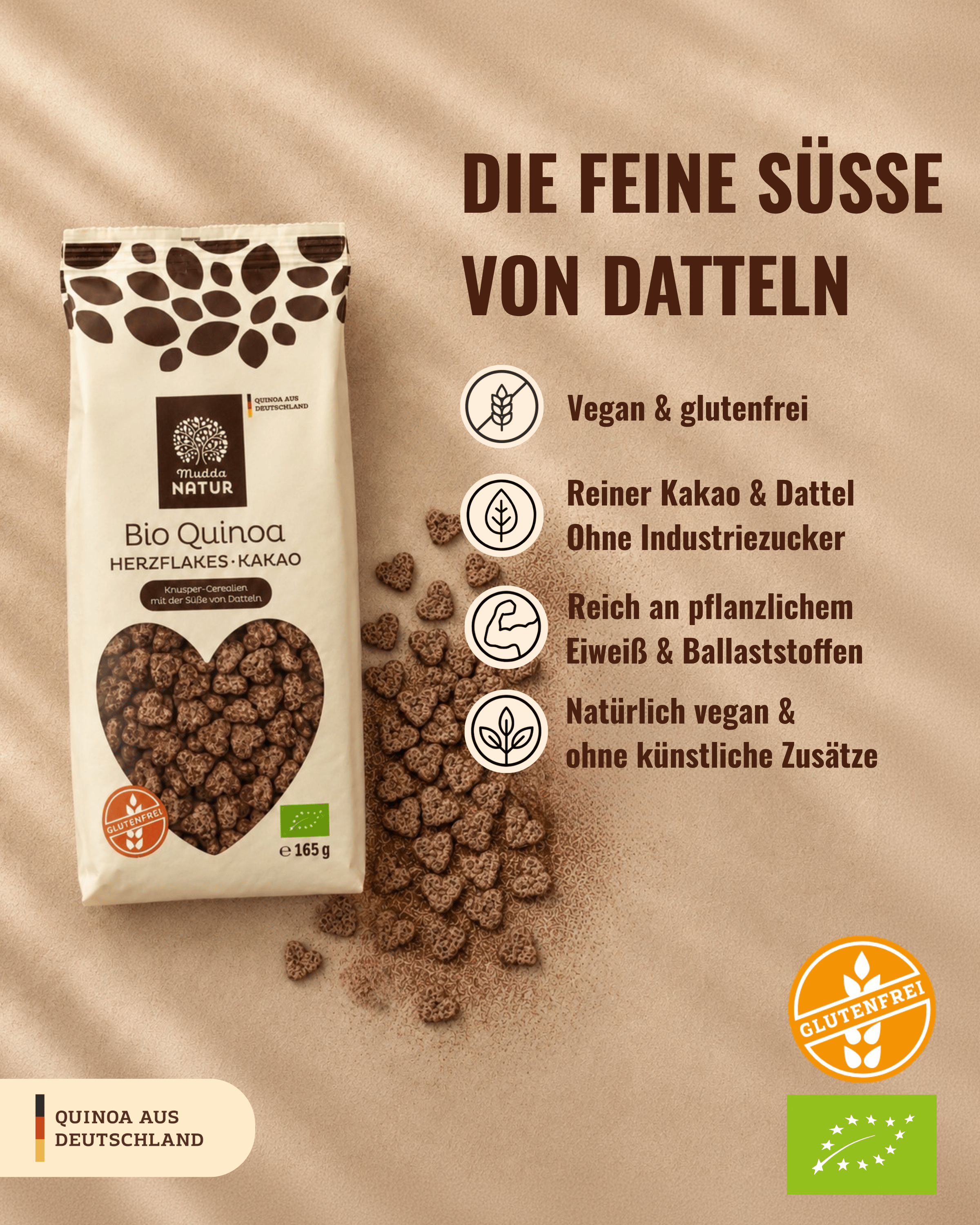 Bio Quinoa Herzflakes -Kakao-