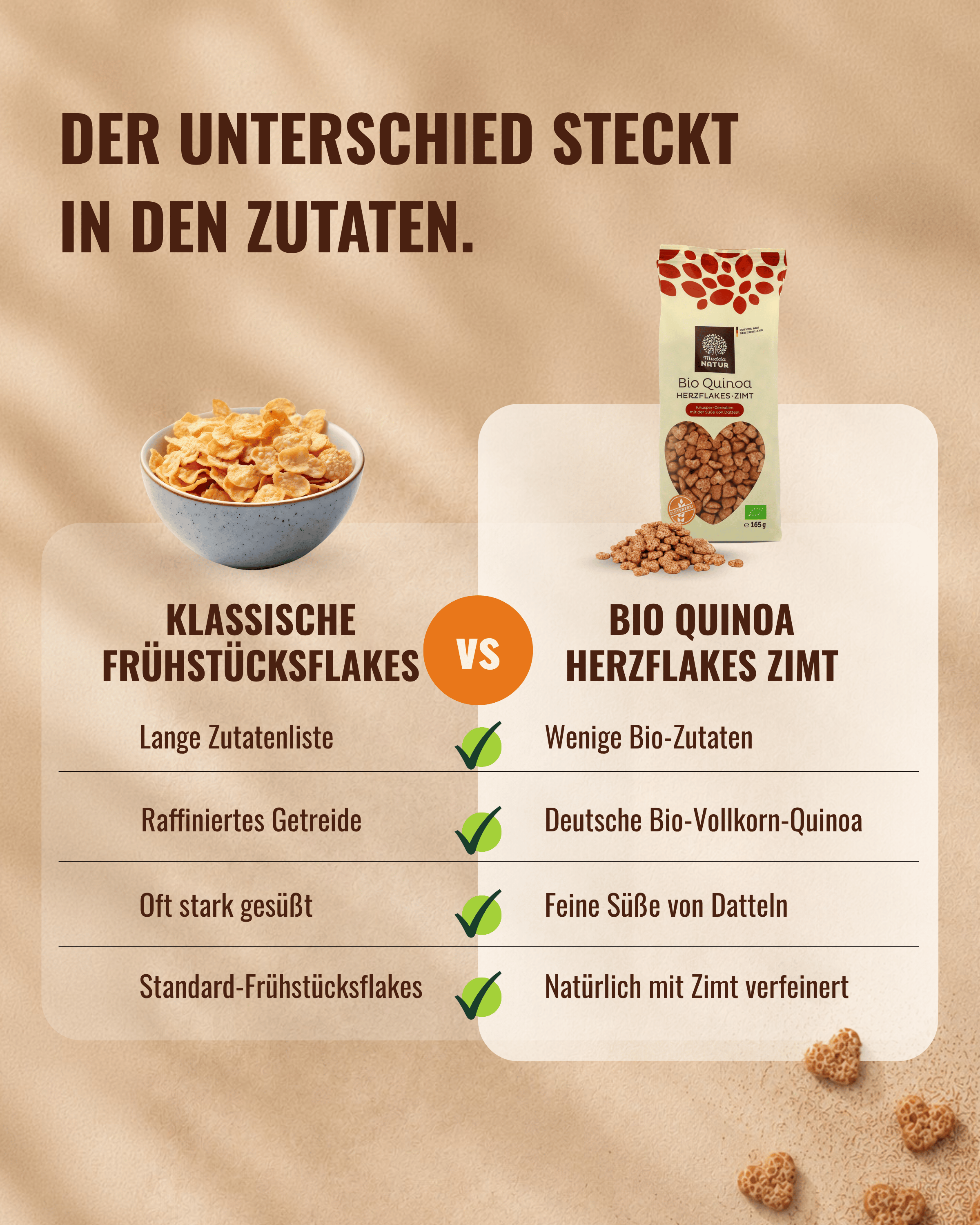 Bio Quinoa Herzflakes -Zimt-