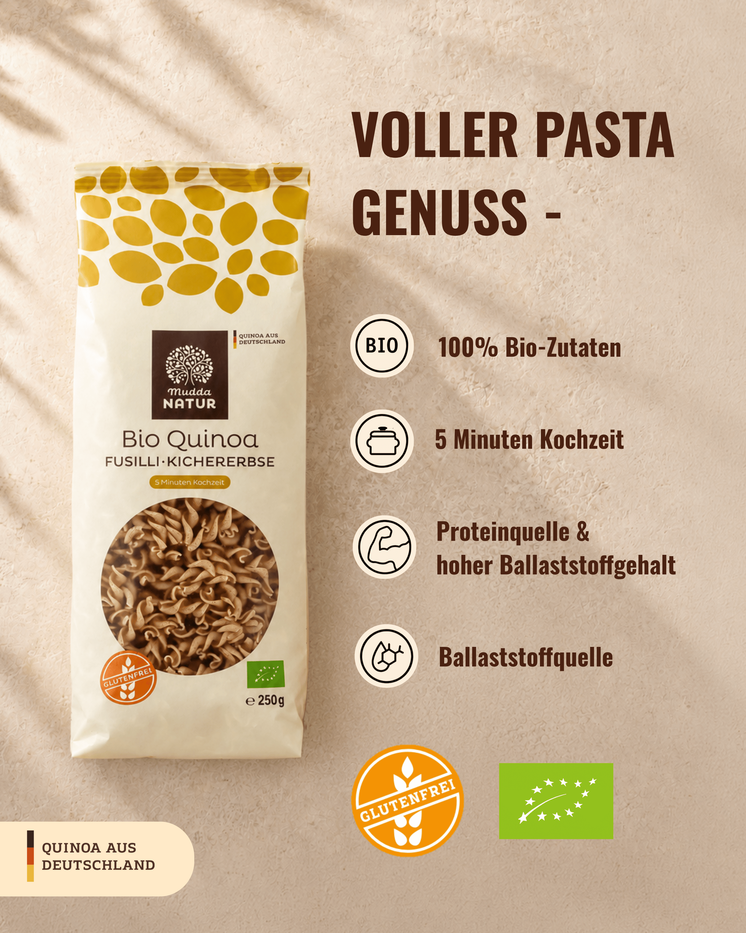 Bio Quinoa Fusilli mit Kichererbse