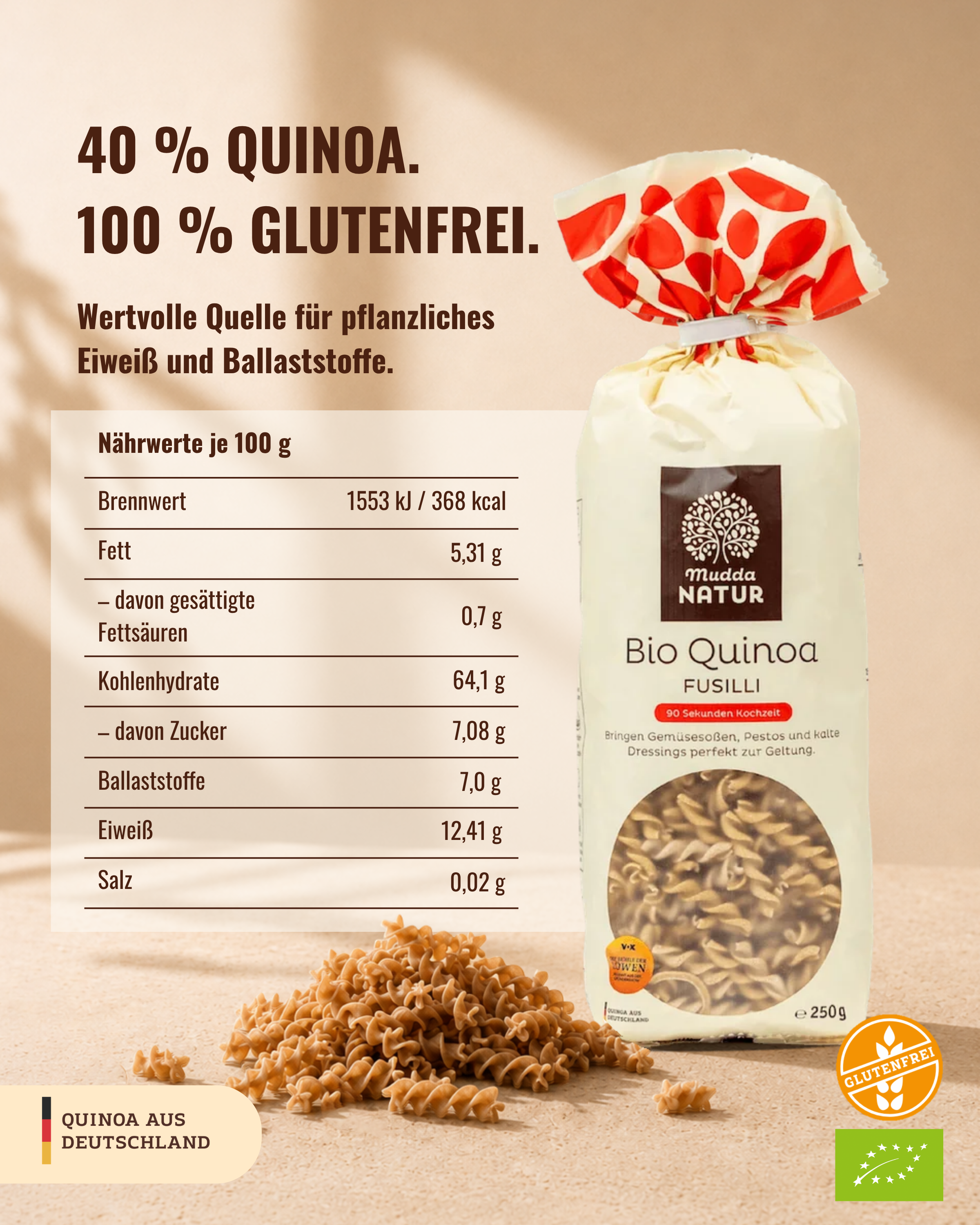 Bio Quinoa Fusilli mit Hirse