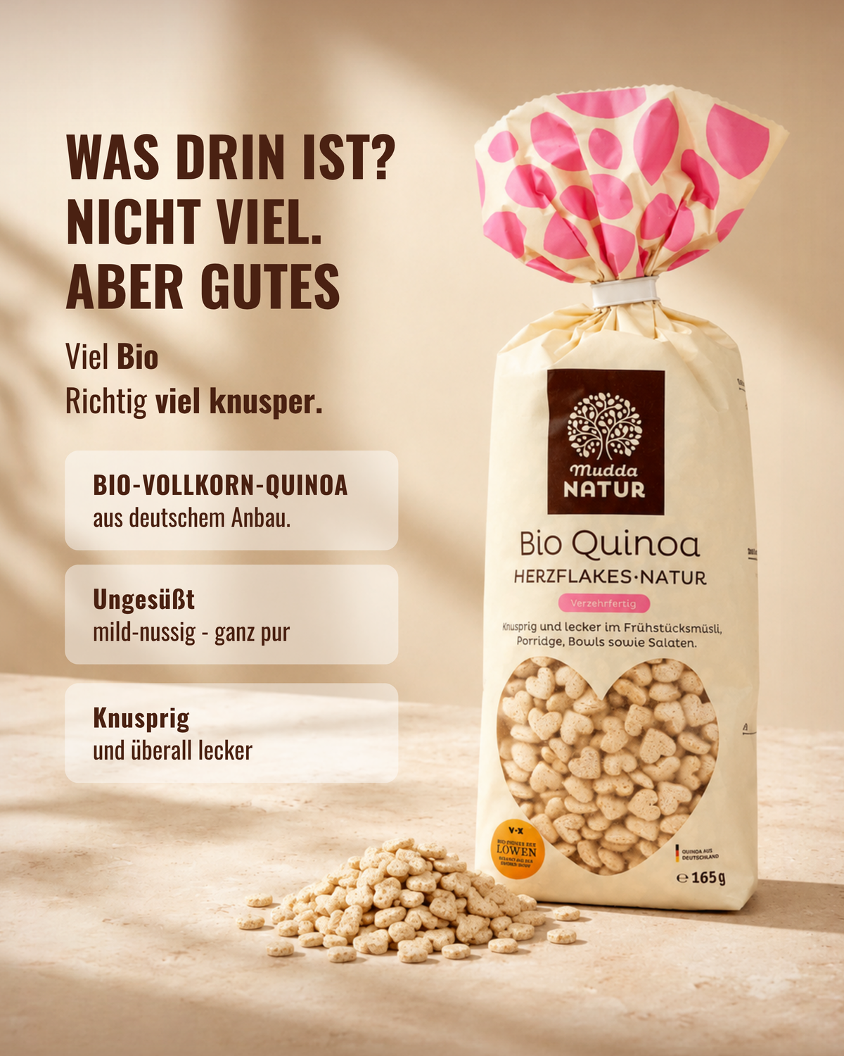 Bio Quinoa Herzflakes -Natur-