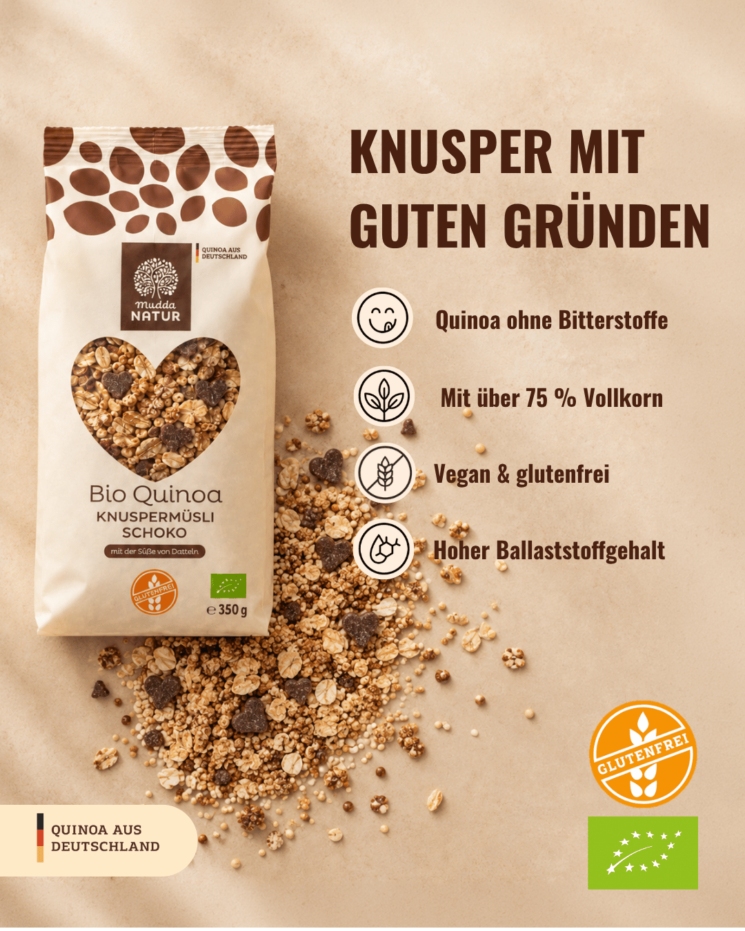 Bio Quinoa Knuspermüsli Schoko