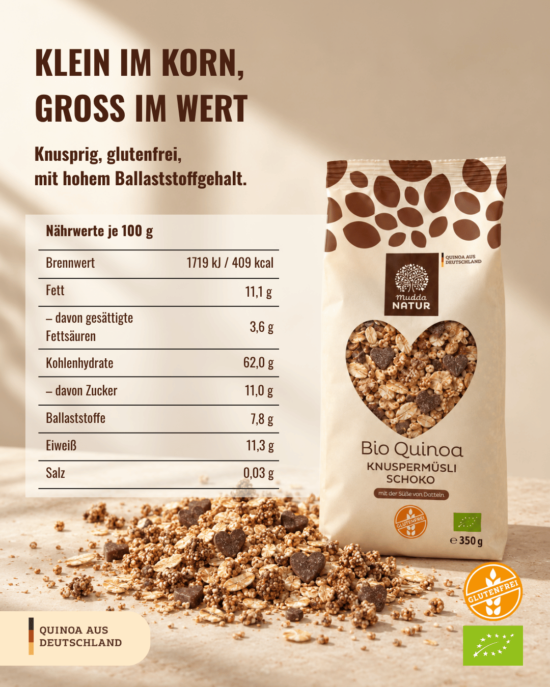 Bio Quinoa Knuspermüsli Schoko